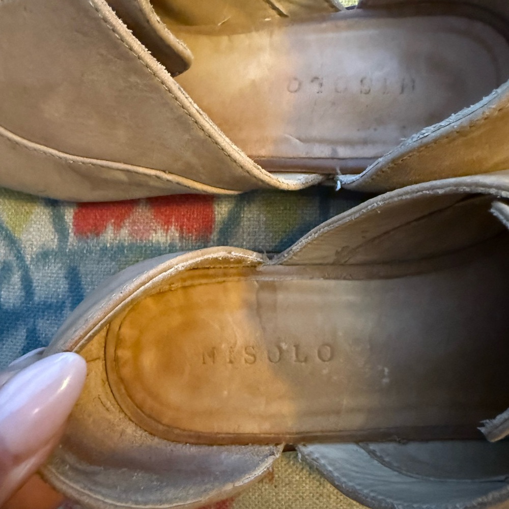 Sz 7.5 Nisolo Emma d'Orsay Oxford Tan Nude Slip On Flats Neutral Classic Preppy - Picture 7 of 9